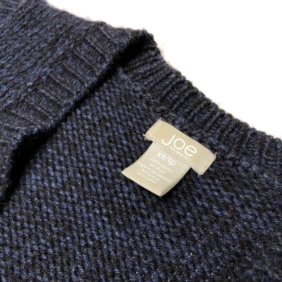 Joe FRESH Deep Navy Chunky Knit Pocket Long Buttonup Grampa Cardigan Sweater - Picture 5 of 14